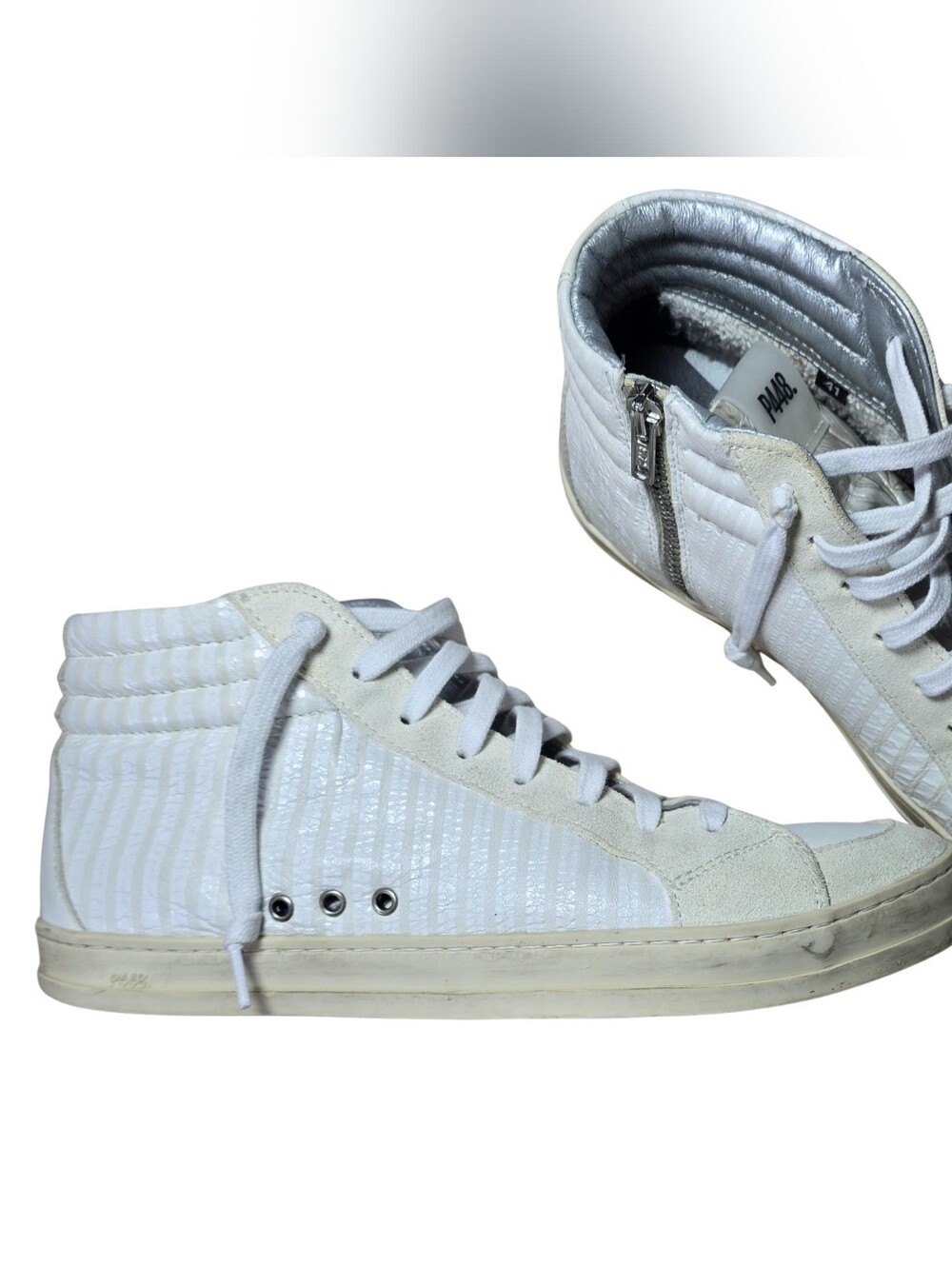 Women's P448 Skater Hightop Leather Suede Peony White - EU 41